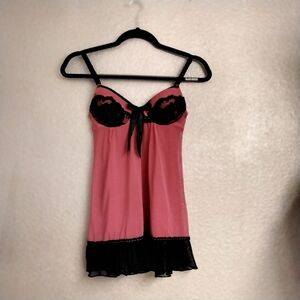 Per Lei Pink & Black Teddy/Lingerie/Nighty  Size S